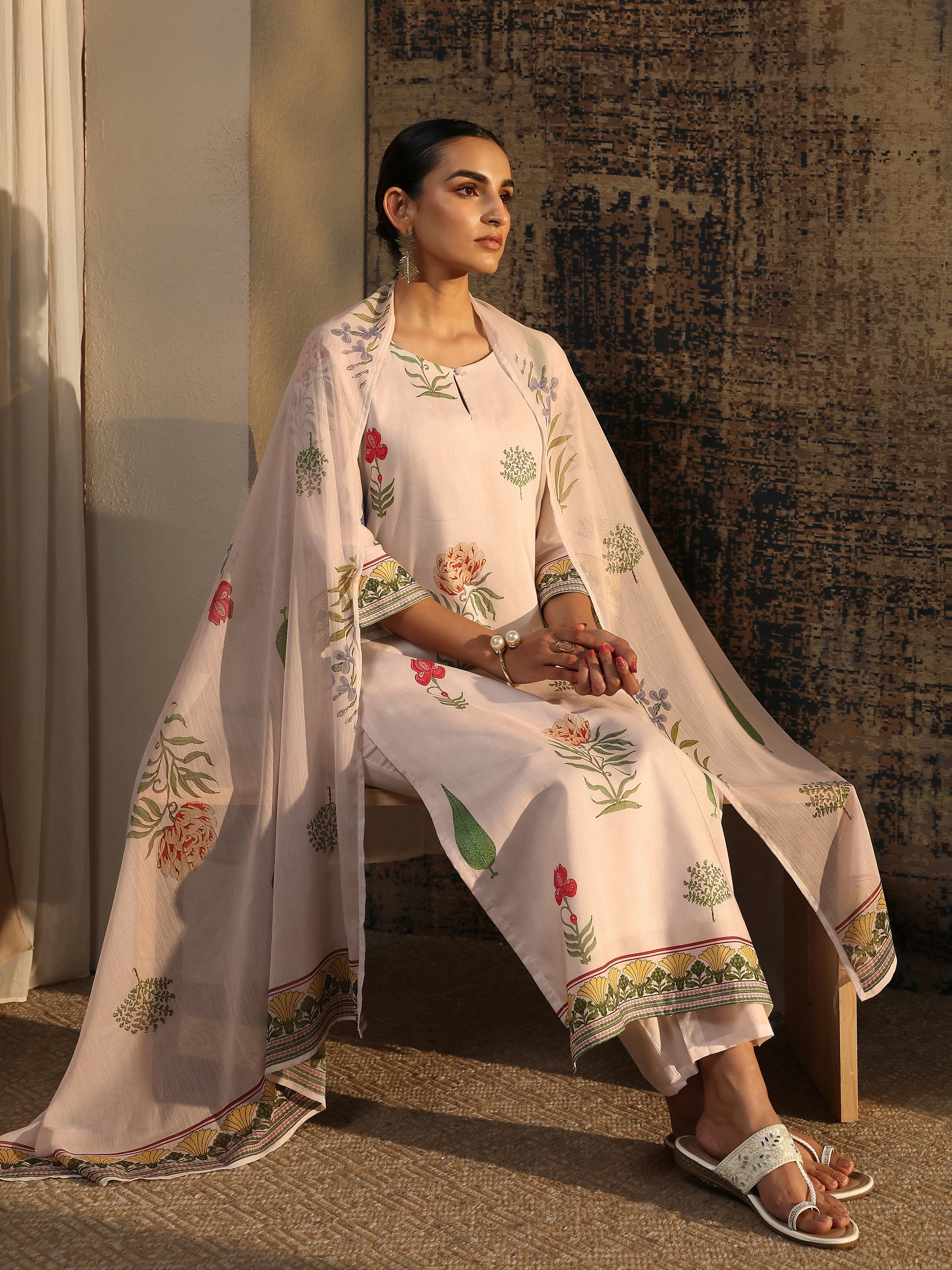 libas White Printed Silk Blend Straight Suit Set With Dupatta-picture-10