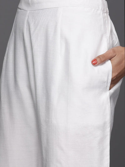 White Printed Silk Suit Set - Libas