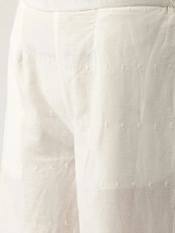 White Schiffli Cotton Palazzos - Libas