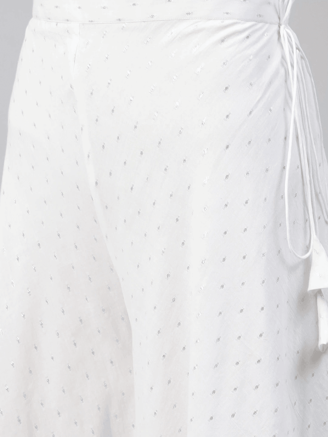White Self Design Cotton Palazzos - Libas