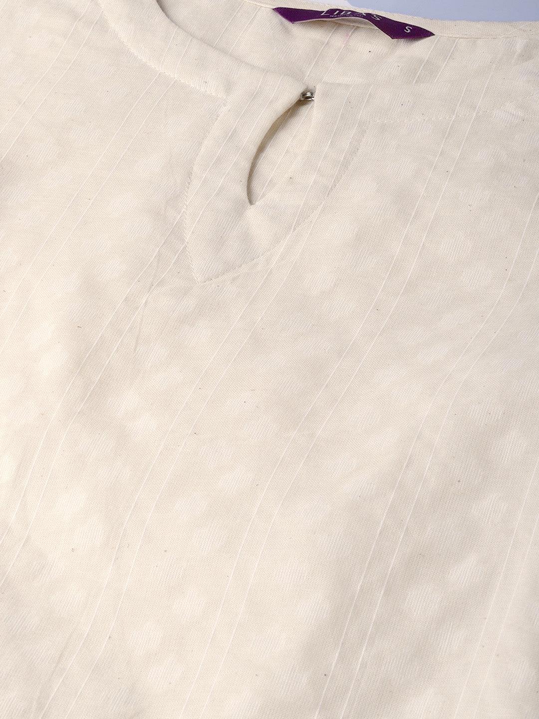 White Self Design Cotton Kurta Set - Libas
