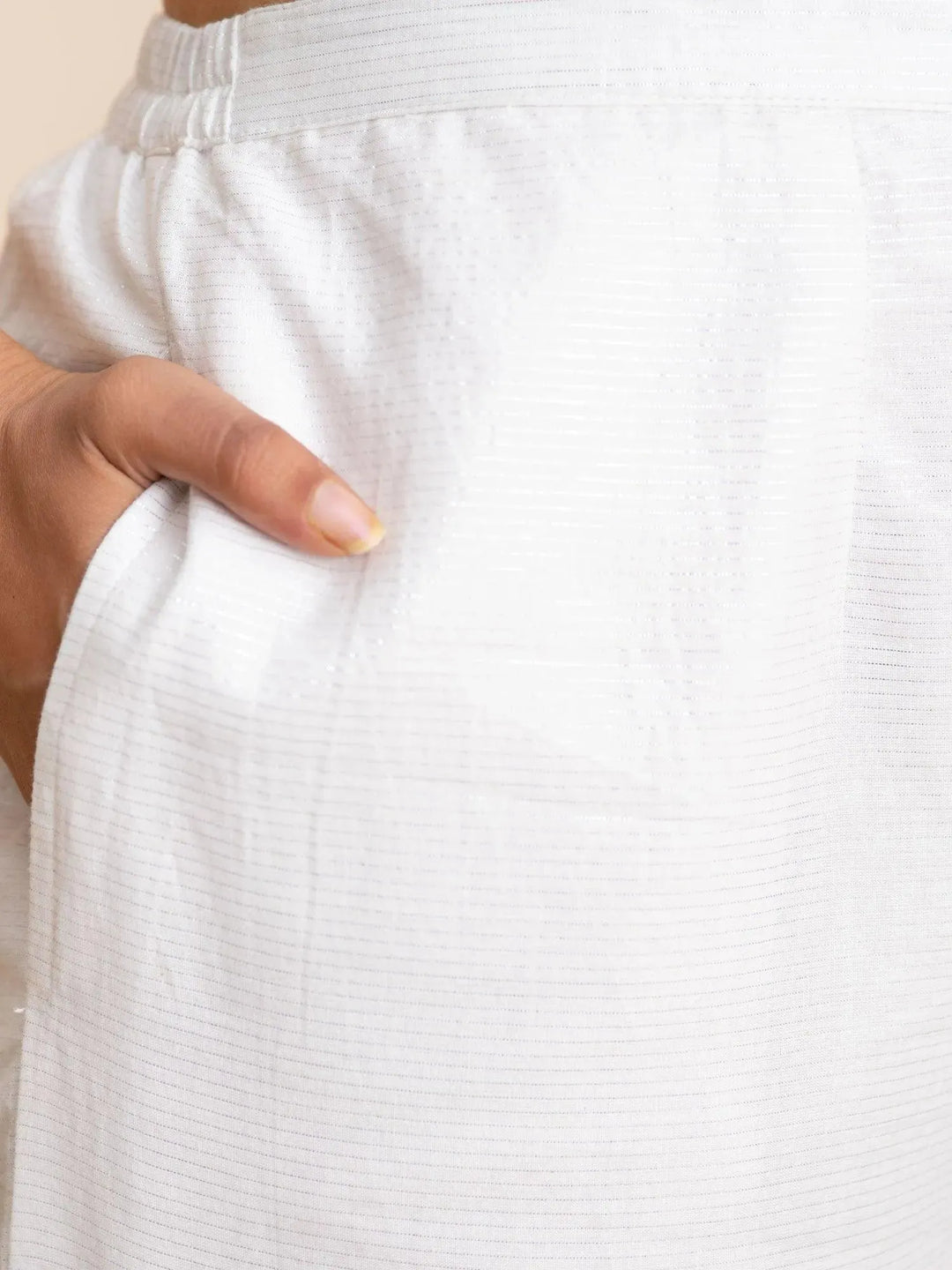 White Solid Cotton Sharara Pants - Libas 