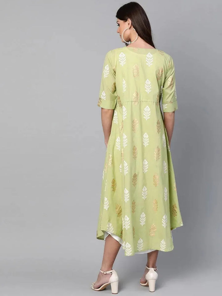White Solid Rayon Dress With Shrug - Libas