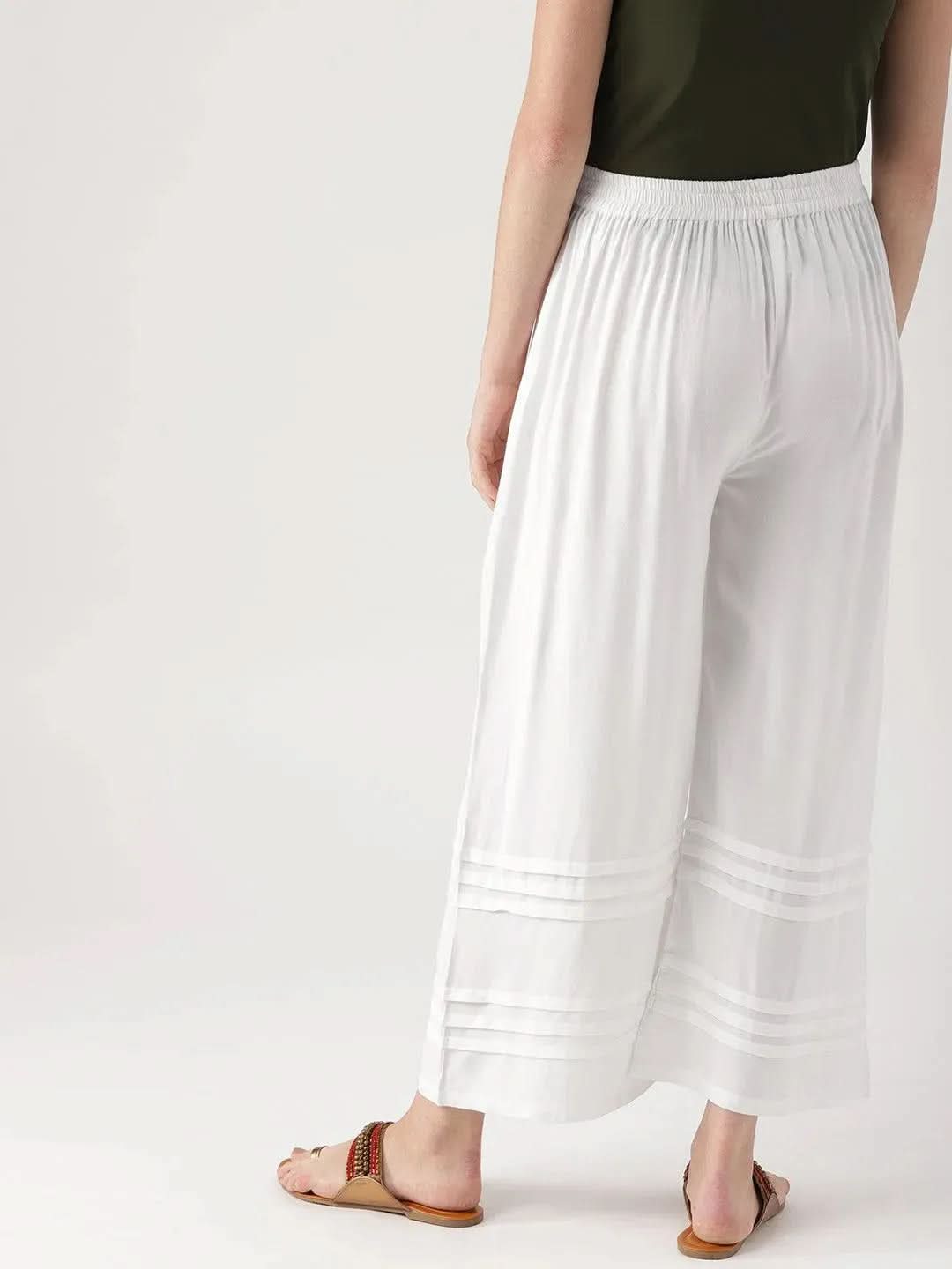 

White Solid Rayon Palazzos