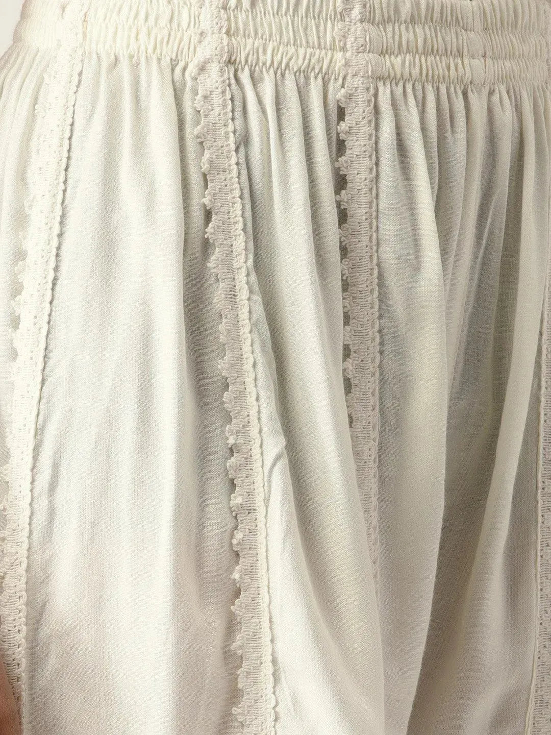 White Solid Rayon Palazzos - Libas