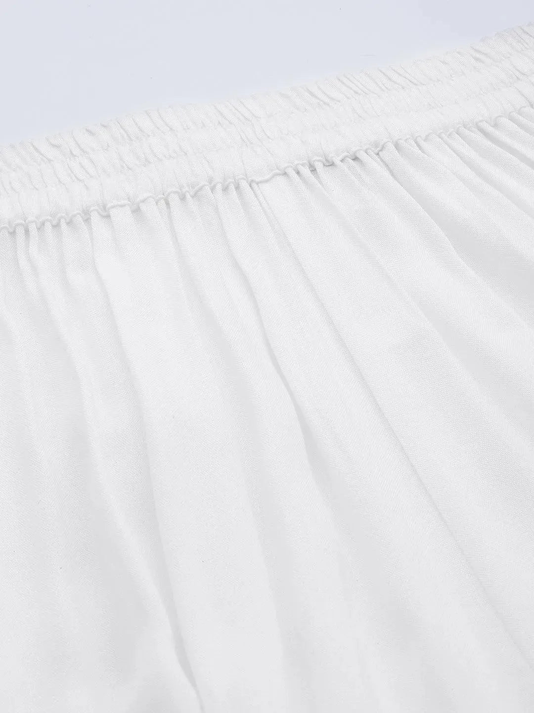 White Solid Rayon Palazzos - Libas 