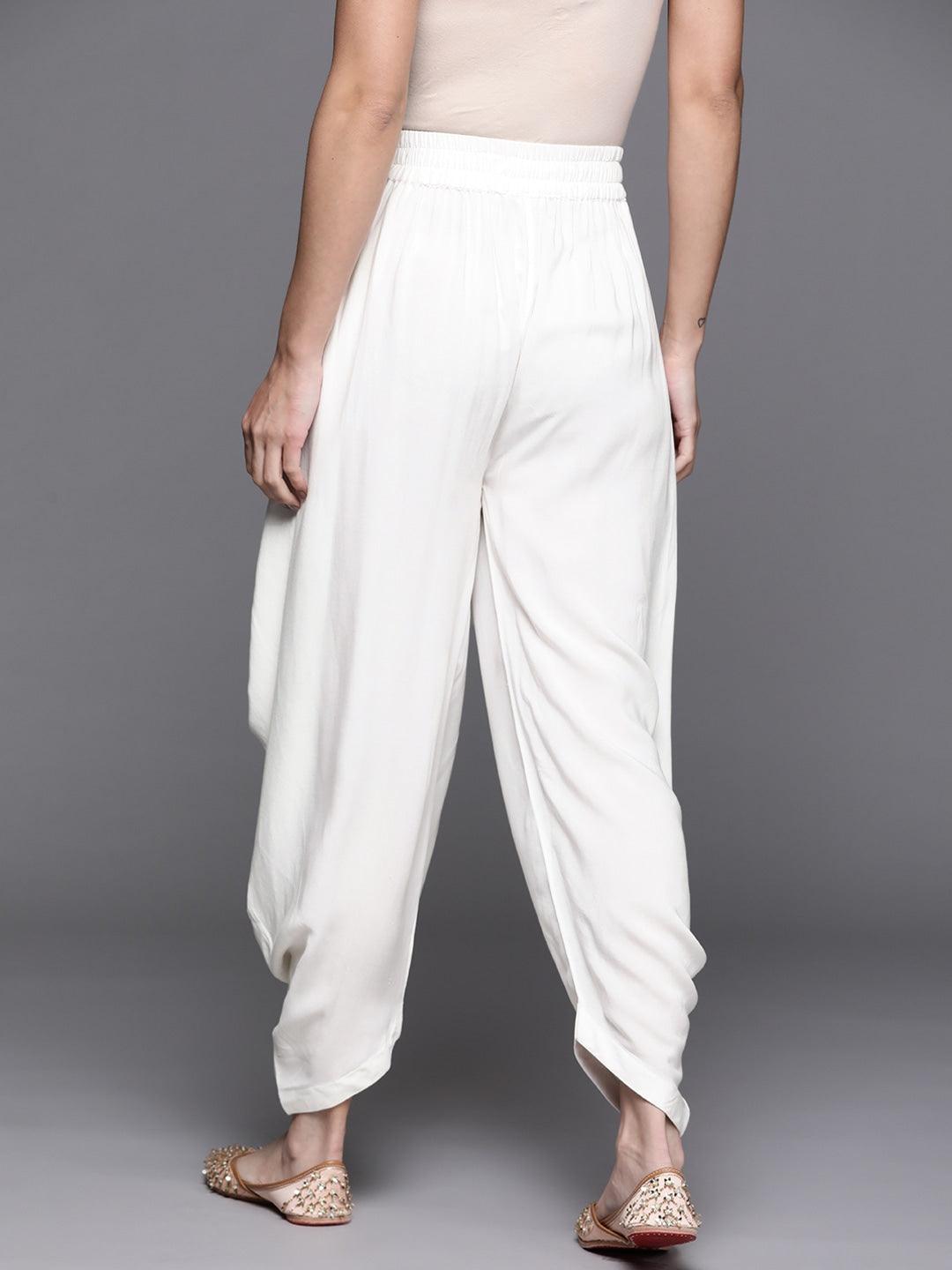 White Solid Rayon Salwar Pants