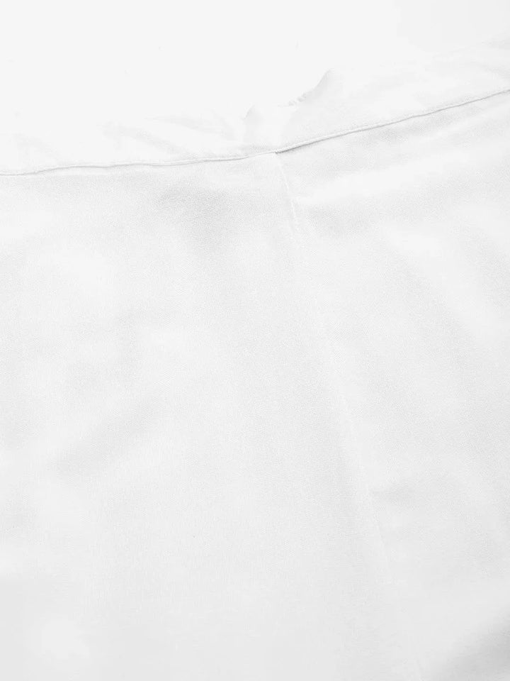 White Solid Rayon Sharara Pants - Libas