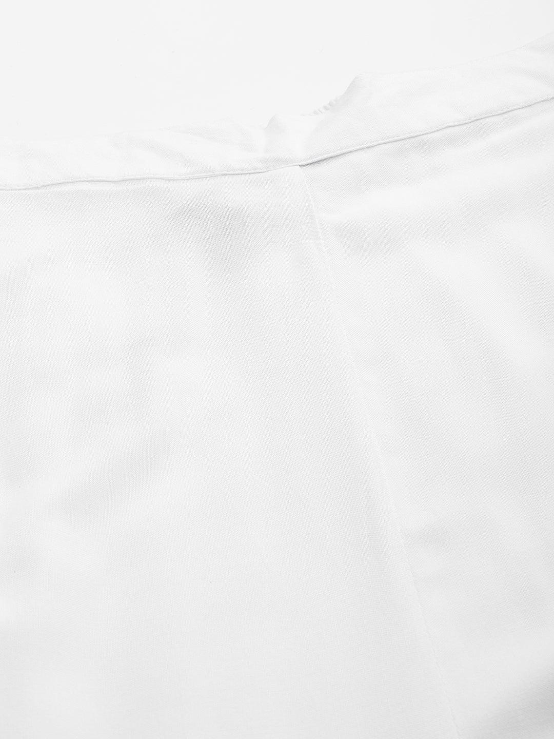 White Solid Rayon Sharara Pants - Libas