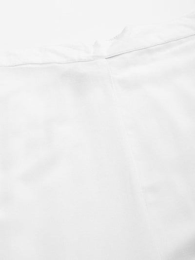 White Solid Rayon Sharara Pants - Libas