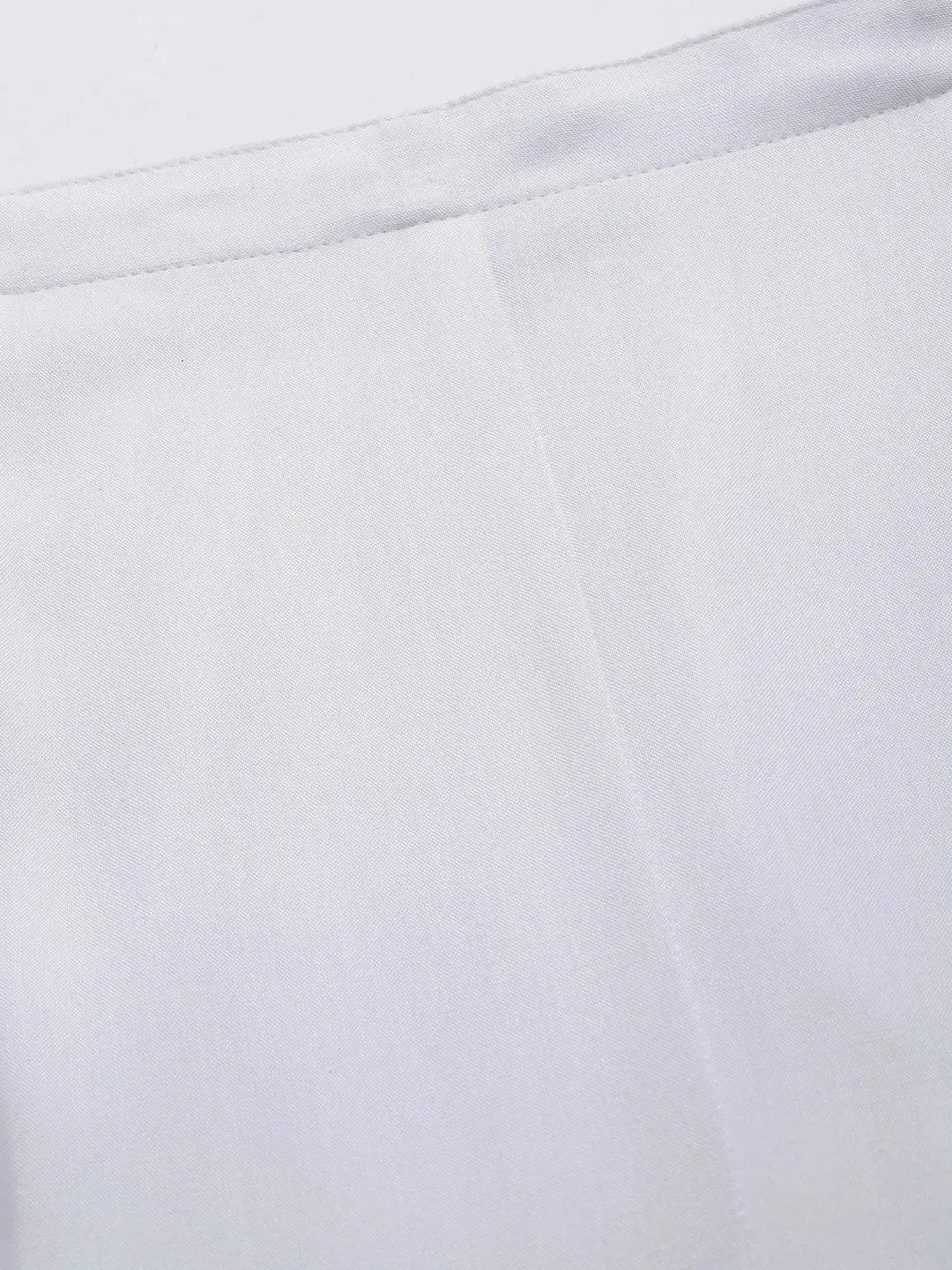 White Solid Rayon Trousers - Libas 