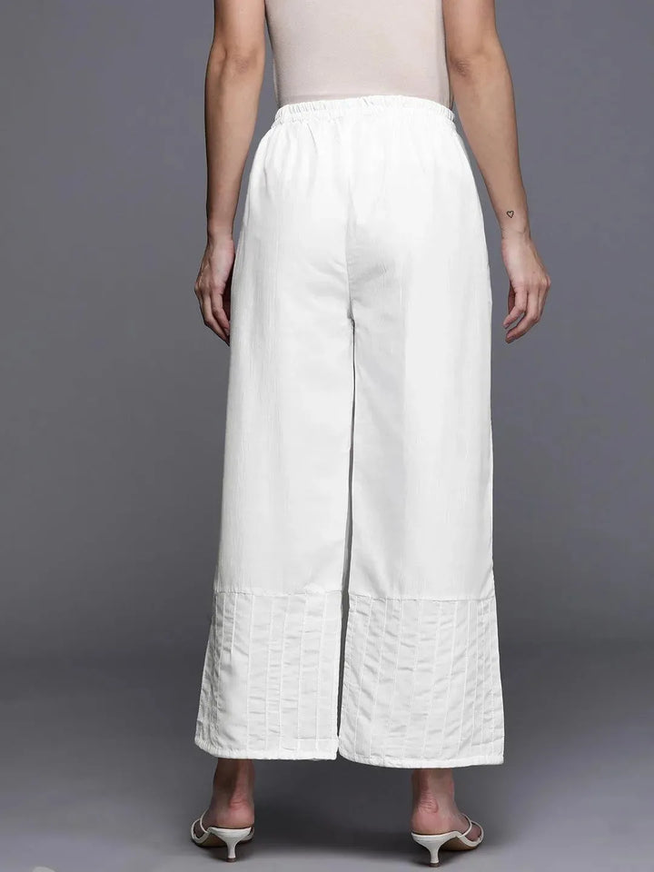 White Solid Silk Palazzos - Libas