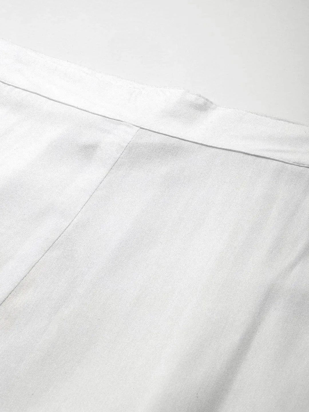 White Solid Viscose Rayon Trousers - Libas