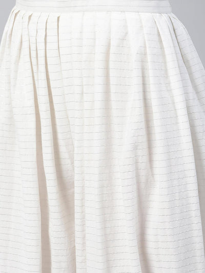 White Striped Cotton Salwar Pants - Libas
