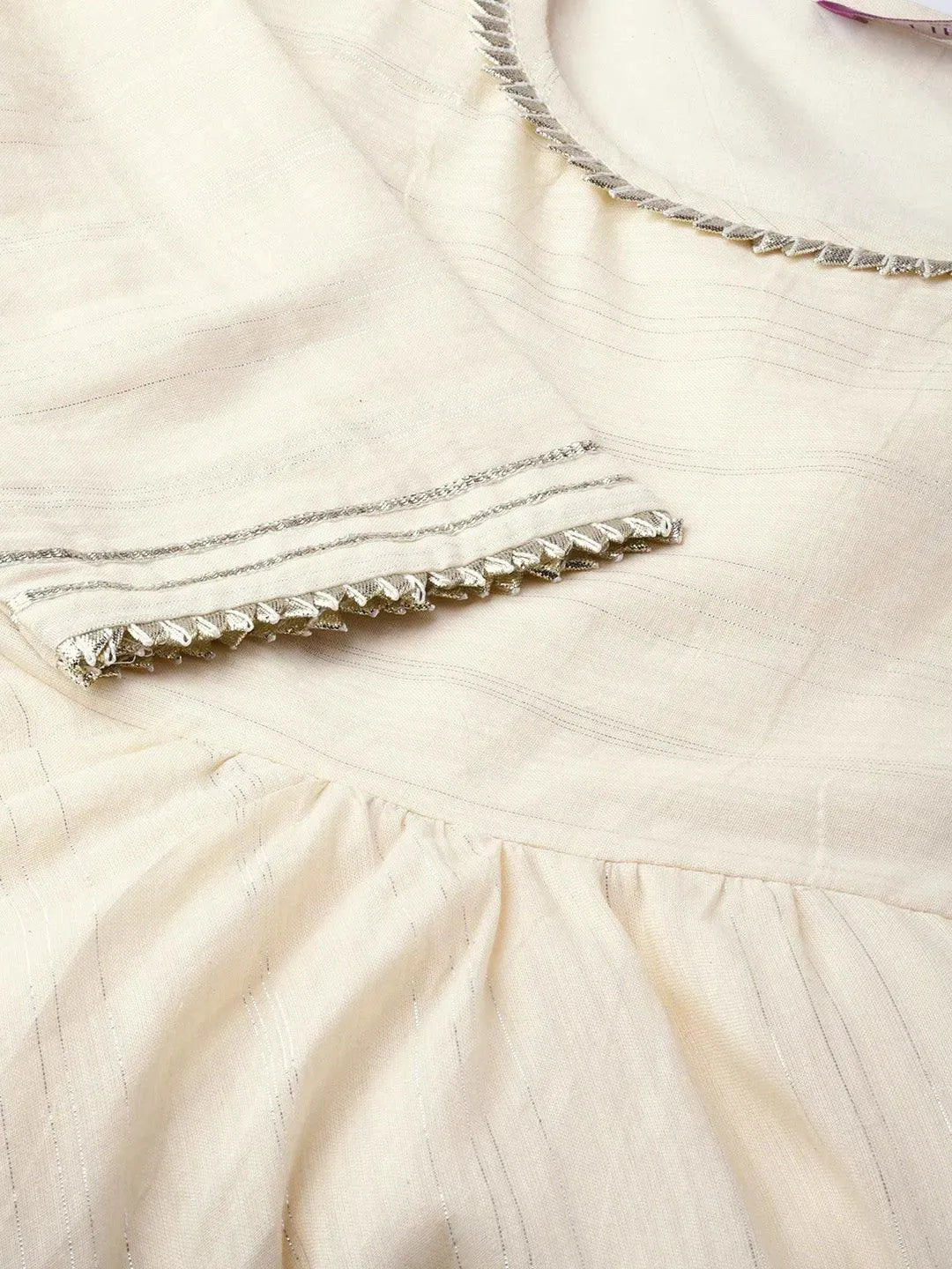 White Zari Work Cotton Suit Set - Libas 