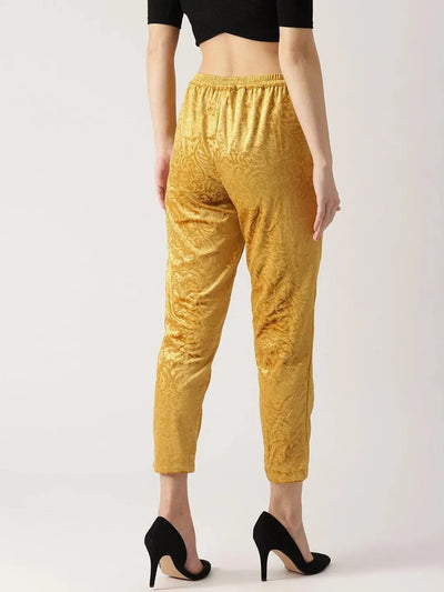 Yellow Abstract Polyester Trousers - Libas