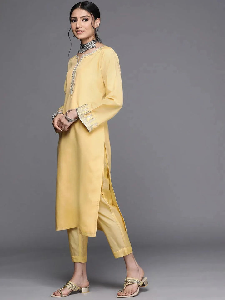 Yellow Embroidered Chanderi Silk Kurta - Libas