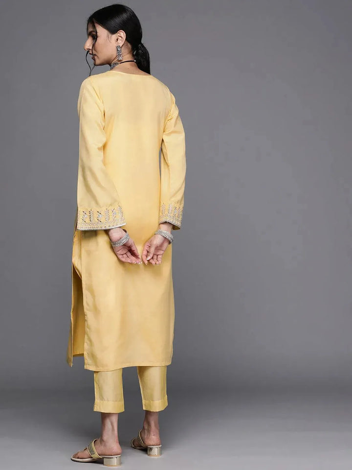 Yellow Embroidered Chanderi Silk Kurta - Libas