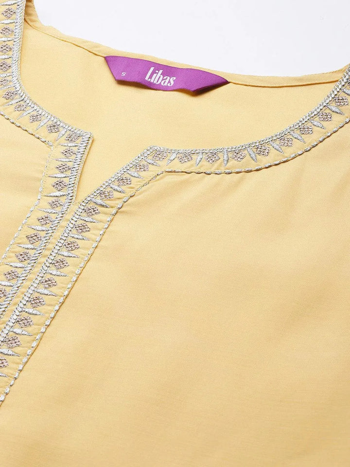 Yellow Embroidered Chanderi Silk Kurta - Libas