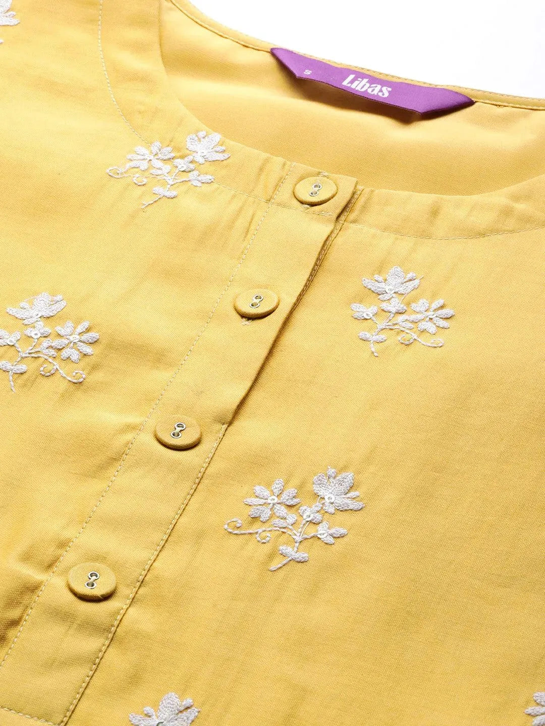 Yellow Embroidered Chanderi Silk Kurta - Libas 