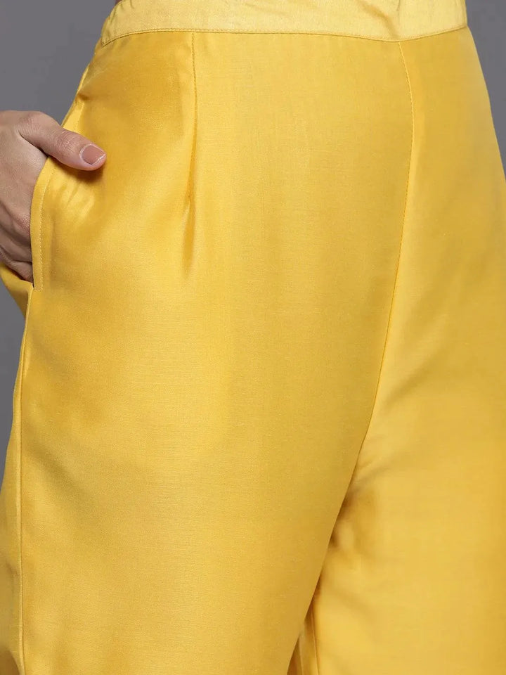 Yellow Embroidered Chanderi Silk Straight Suit Set - Libas