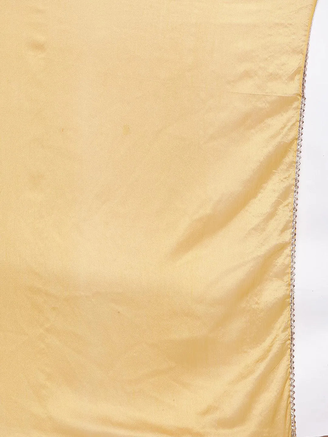 Yellow Embroidered Chanderi Silk Straight Kurta With Trousers & Dupatta - Libas 