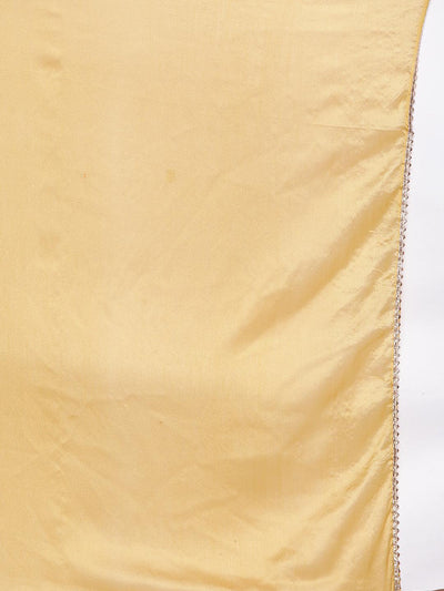Yellow Embroidered Chanderi Silk Straight Kurta With Trousers & Dupatta - Libas