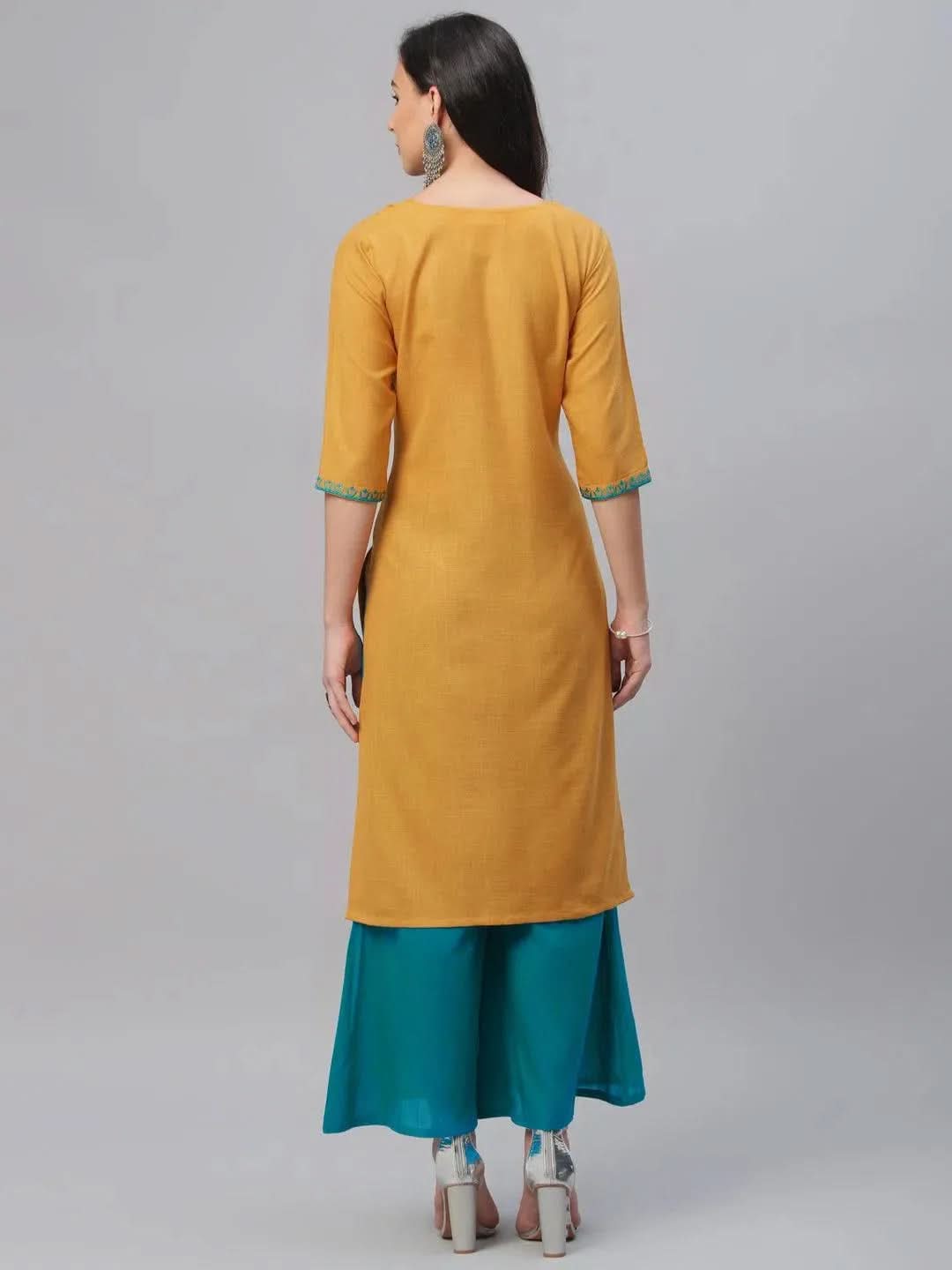 

Buy Yellow Embroidered Cotton Kurta - 9096F-XS | Libas Ethnic Wear Online