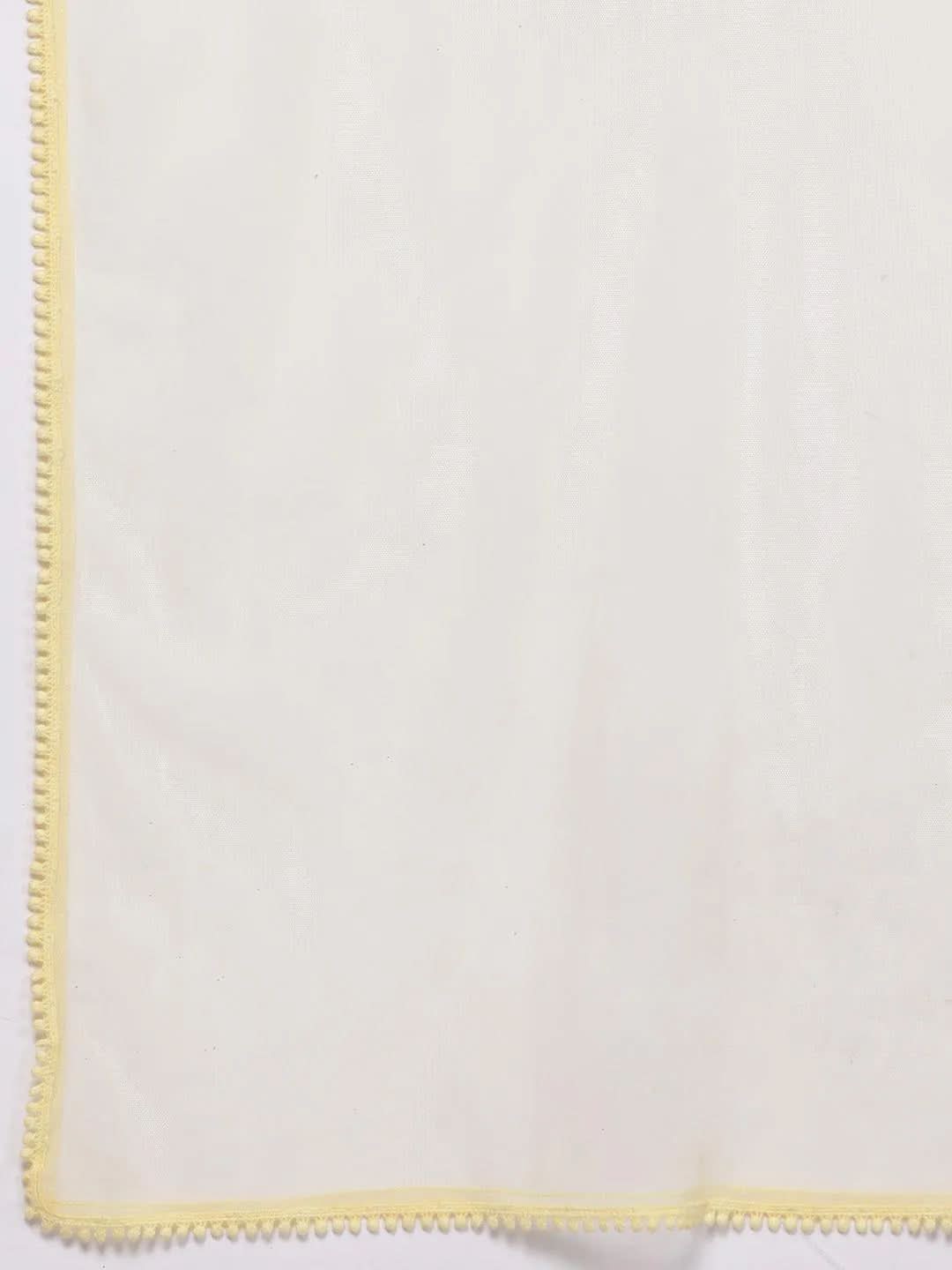 Yellow Embroidered Georgette A-Line Kurta With Palazzos & Dupatta - Libas 