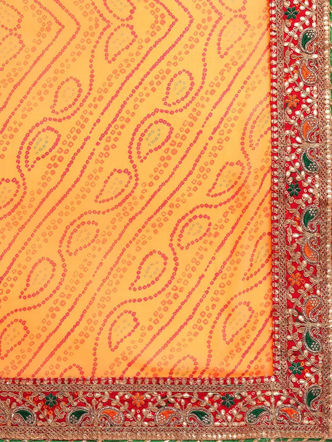 Yellow Embroidered Georgette Saree - Libas 