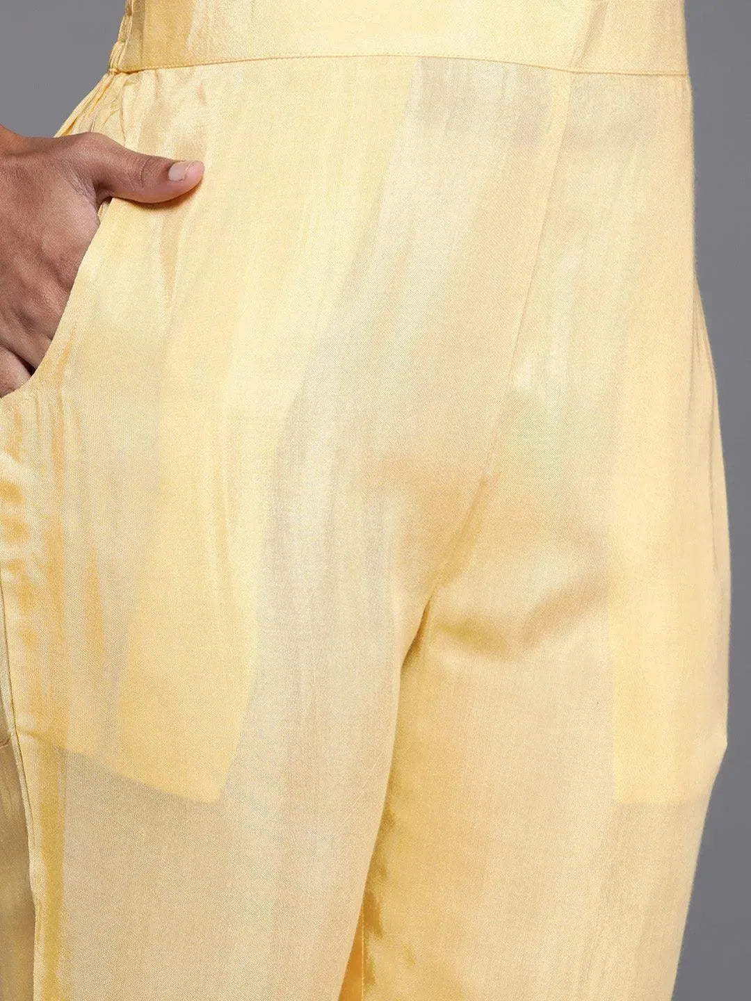 Yellow Embroidered Poly Georgette Straight Suit Set - Libas 