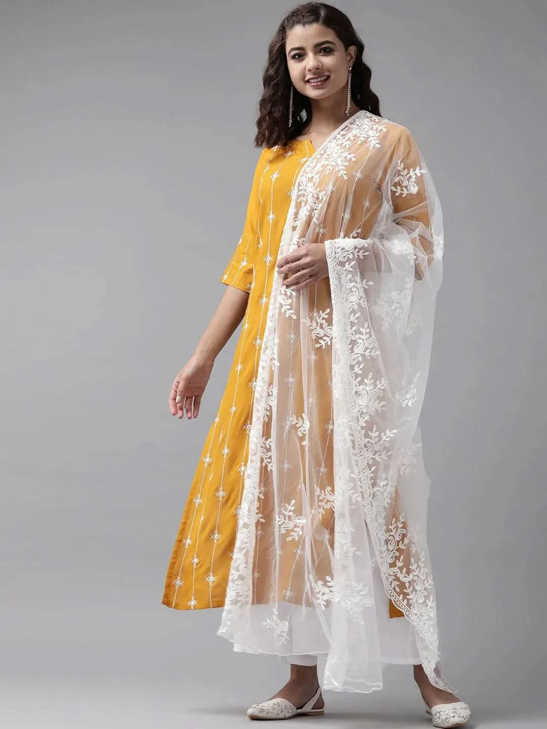 

Buy Yellow Embroidered Rayon Suit Set - 20182- | Libas Ethnic Wear Online