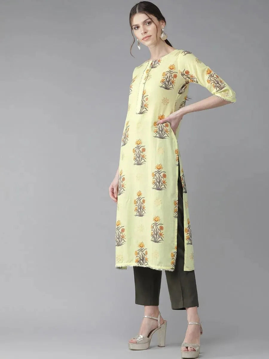 Yellow Gota Patti Cotton Kurta - Libas 