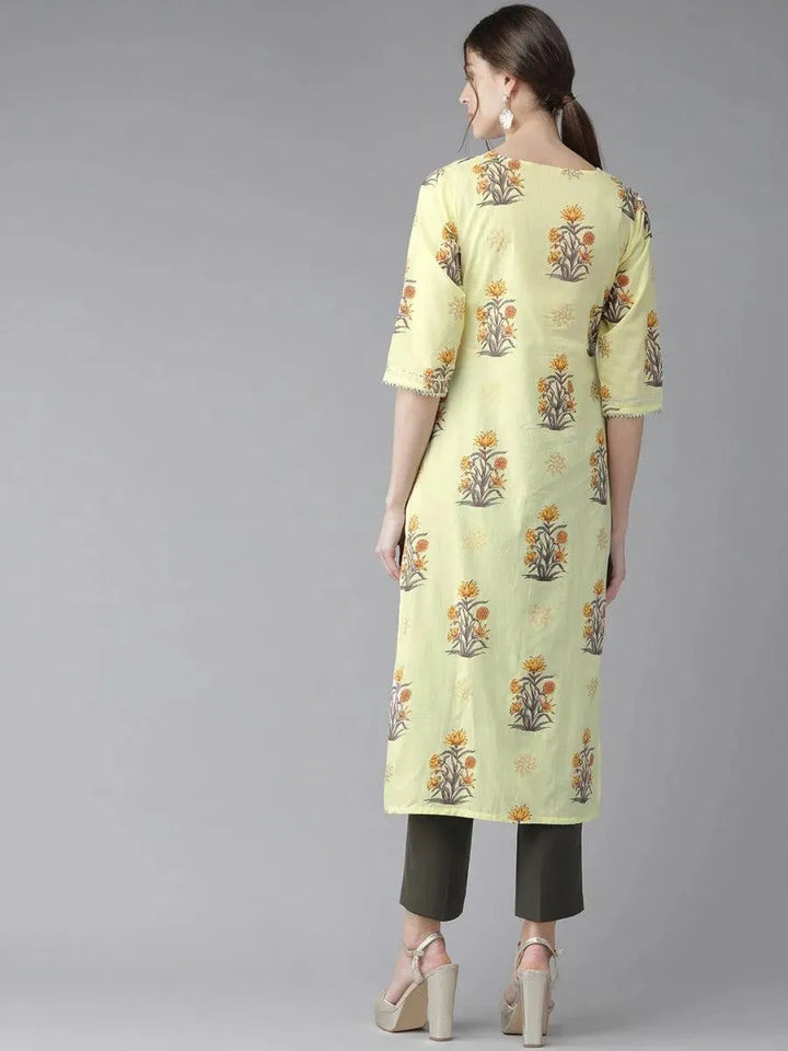 Yellow Gota Patti Cotton Kurta - Libas