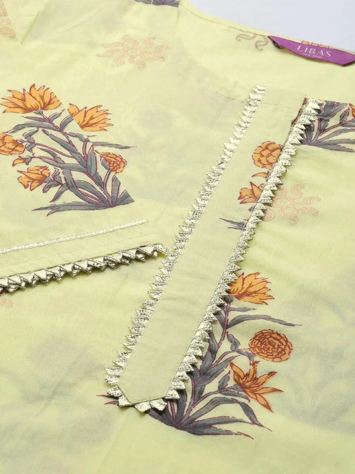 Yellow Gota Patti Cotton Kurta - Libas