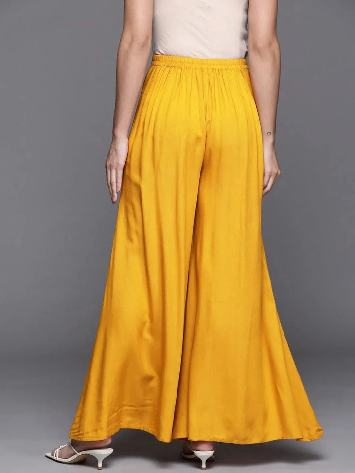 Yellow Hem Design Rayon Palazzos - Libas