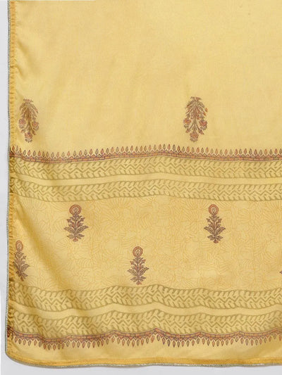 Yellow Printed Chanderi Silk Straight Suit Set - Libas