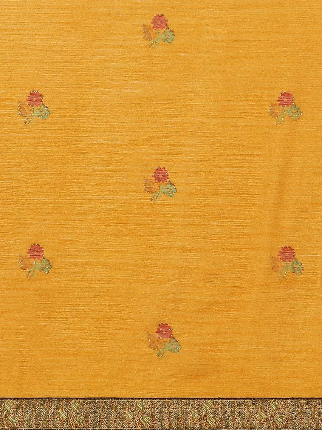 Yellow Printed Chiffon Saree - Libas