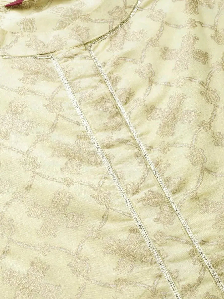 Yellow Printed Cotton Kurta Set - Libas 
