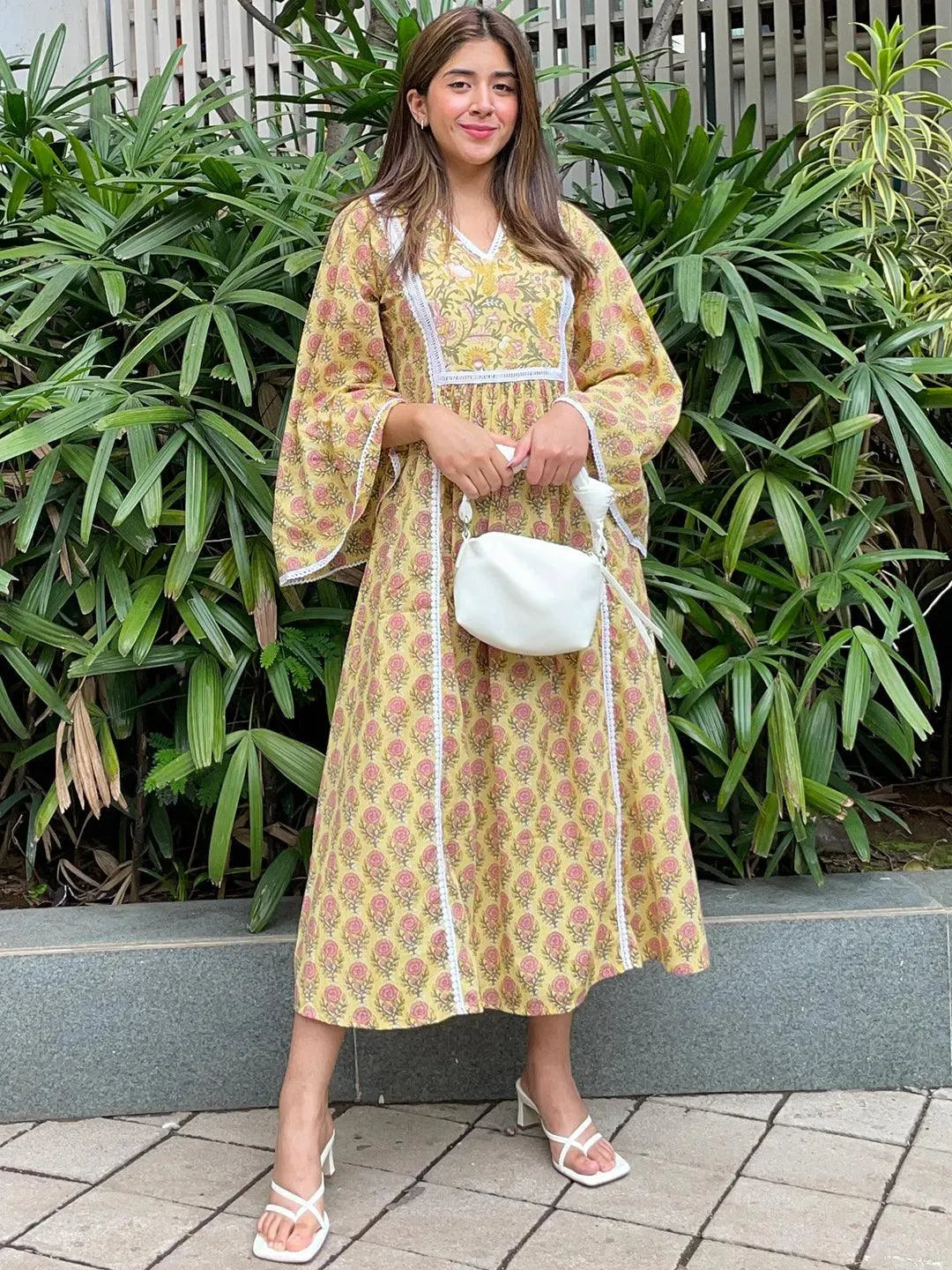 Yellow Printed Cotton Dress