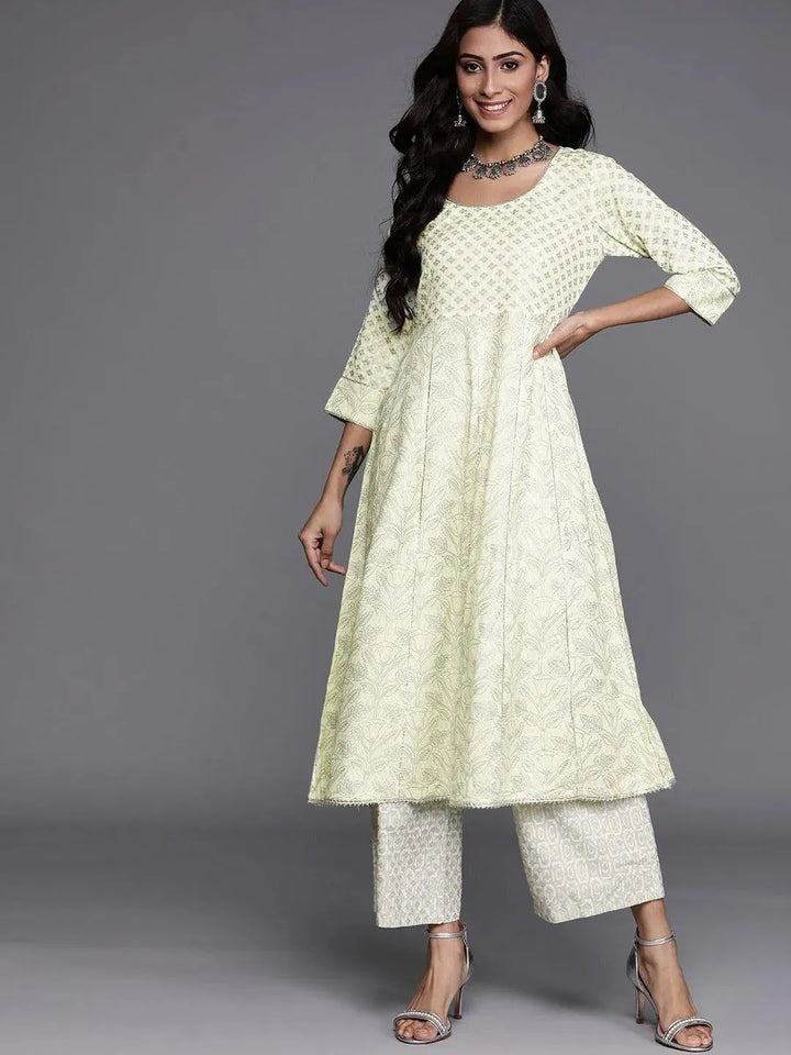 Yellow Printed Cotton Kurta - Libas