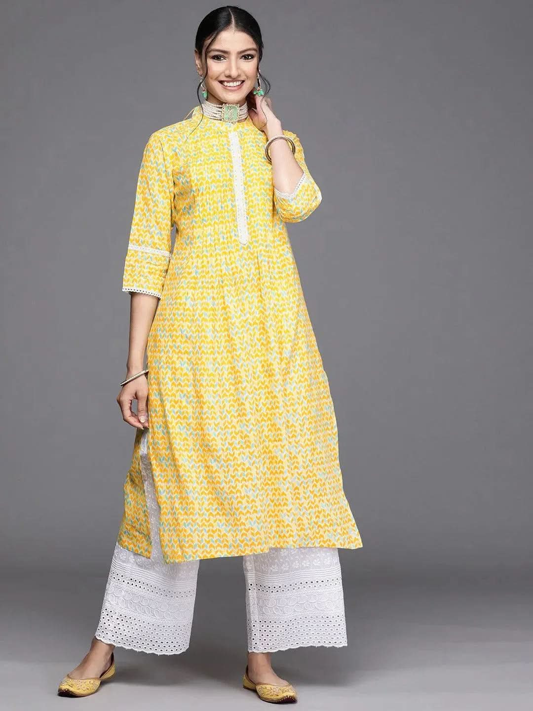 

Buy Yellow Printed Cotton Kurta - 23301O- | Libas Ethnic Wear Online