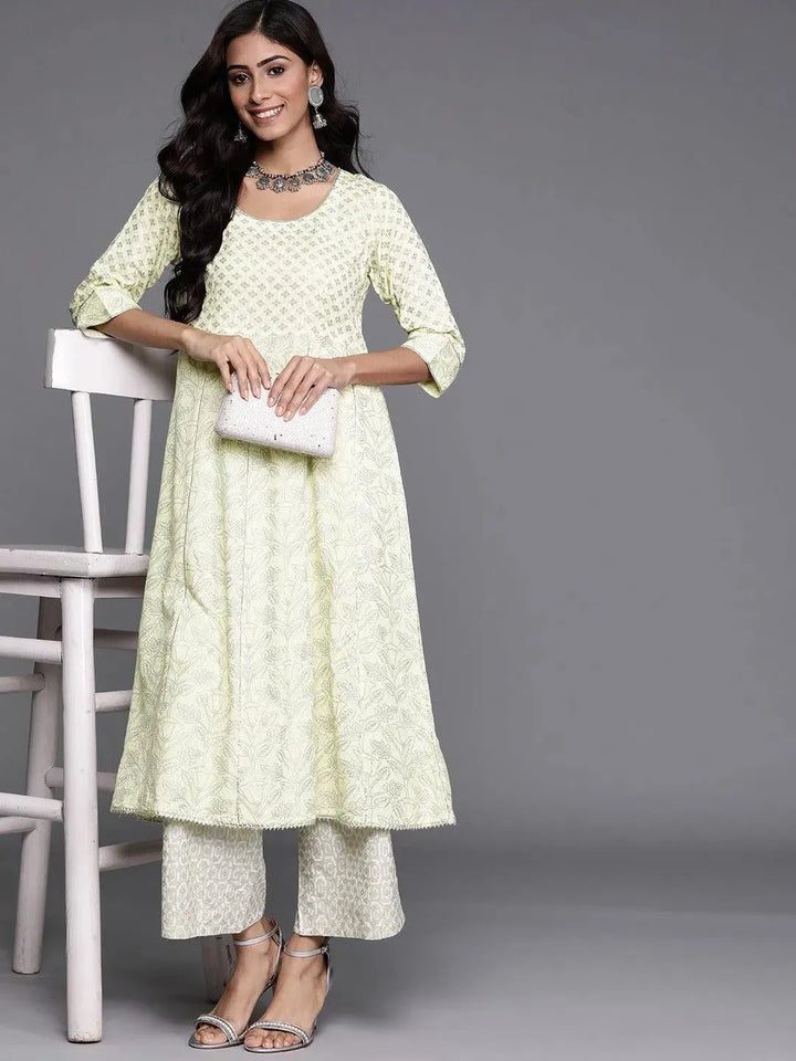 Yellow Printed Cotton Kurta - Libas