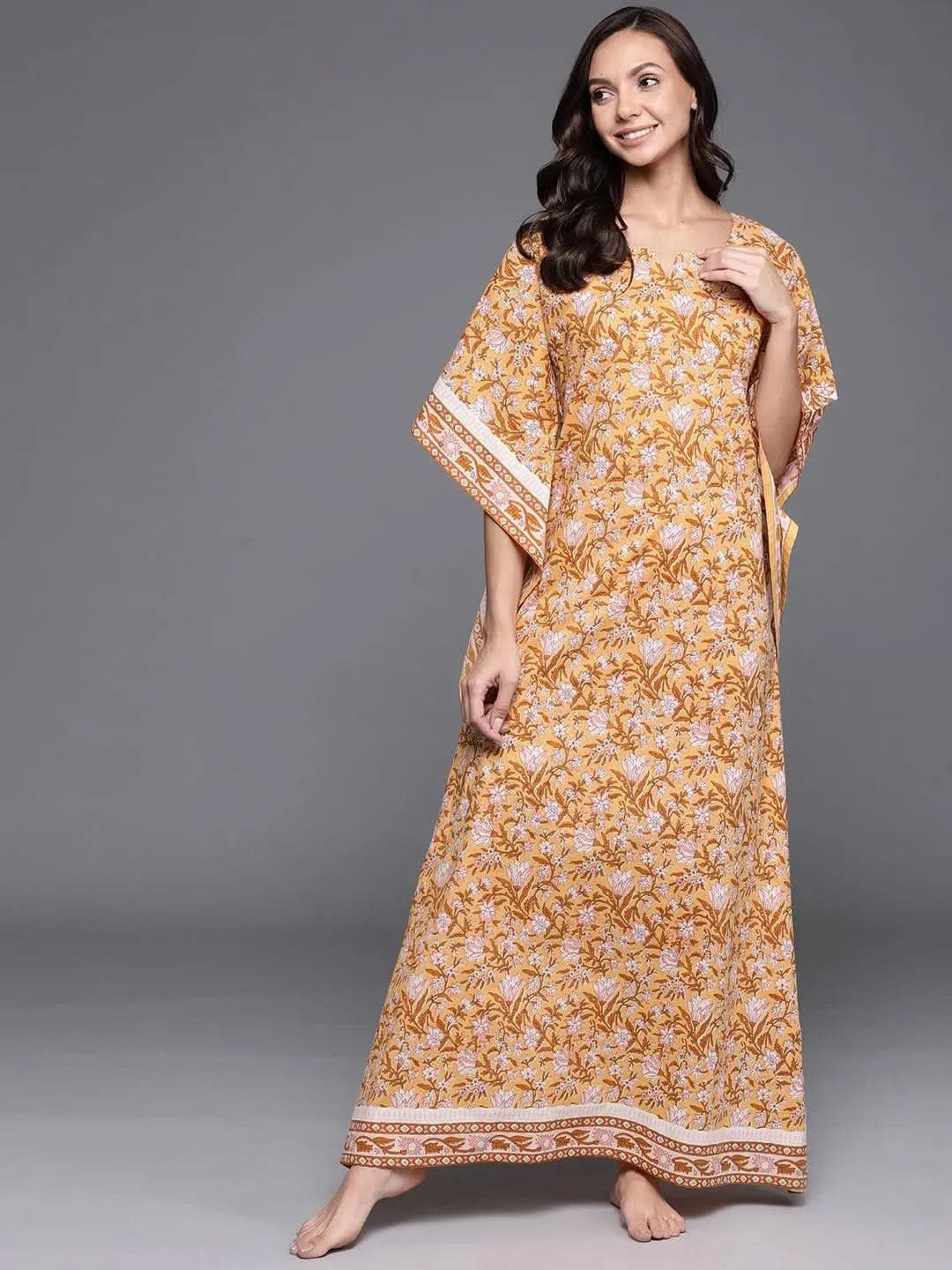 

Yellow Printed Cotton Nightdress