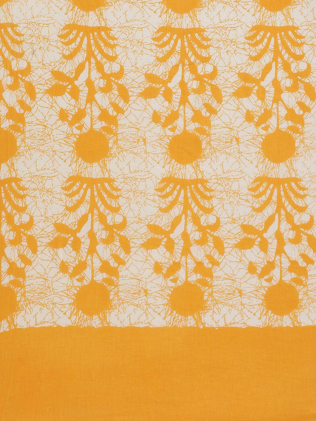 Yellow Printed Cotton Saree