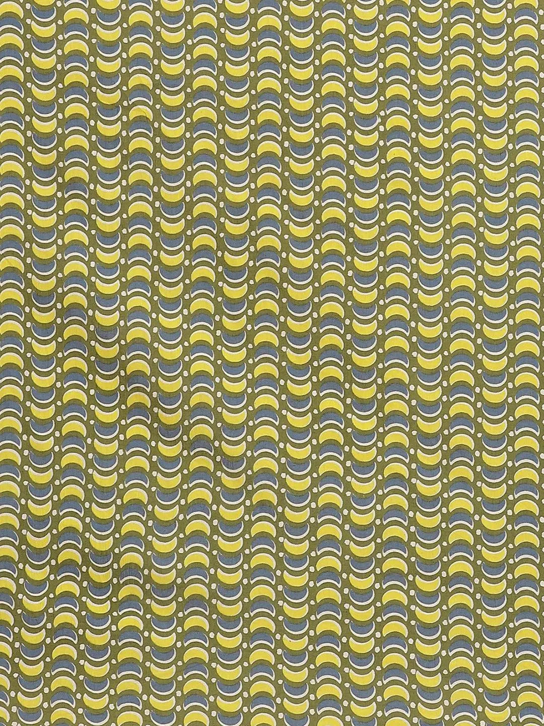 Yellow Printed Cotton Saree - Libas 