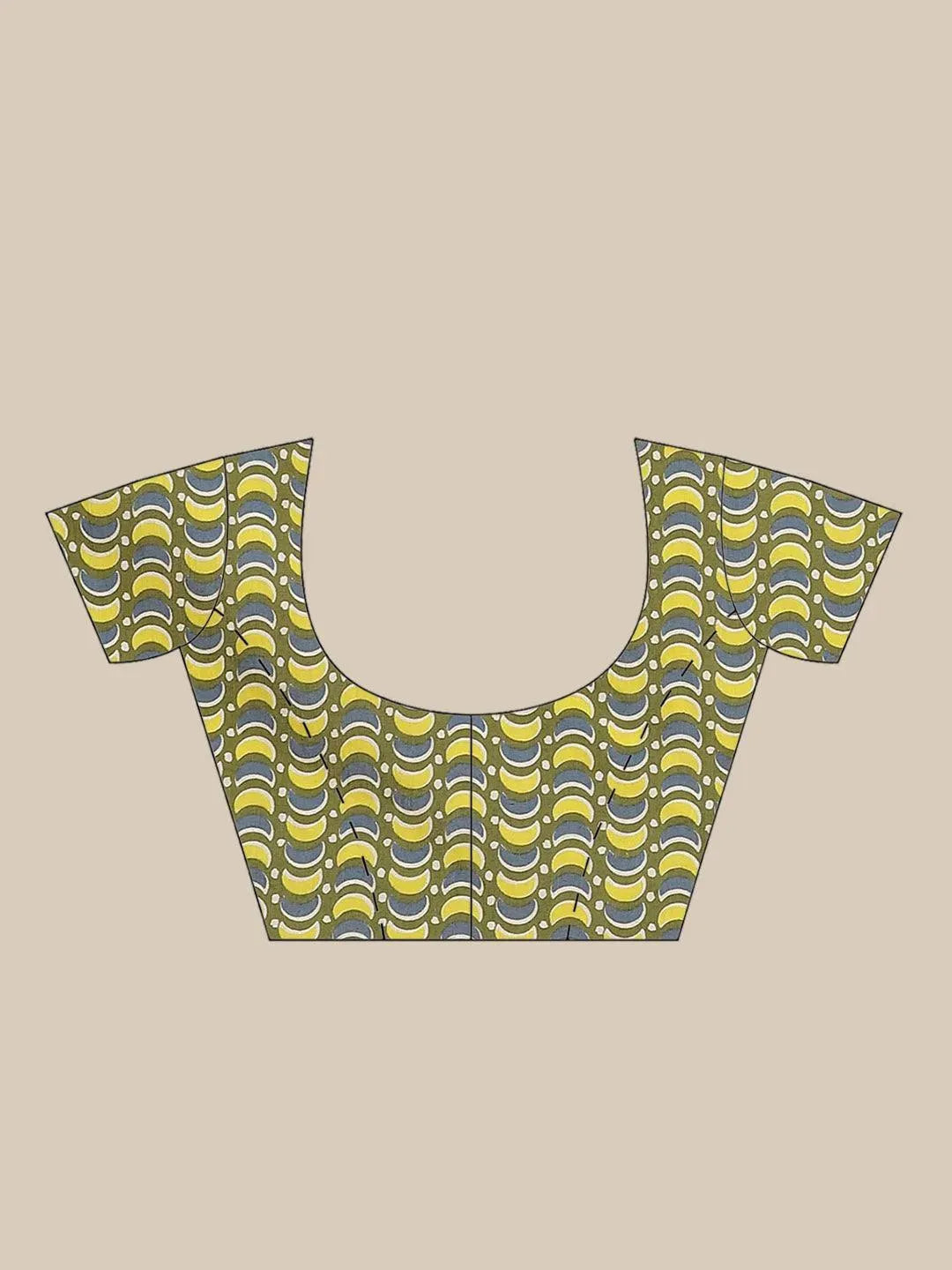 Yellow Printed Cotton Saree - Libas 
