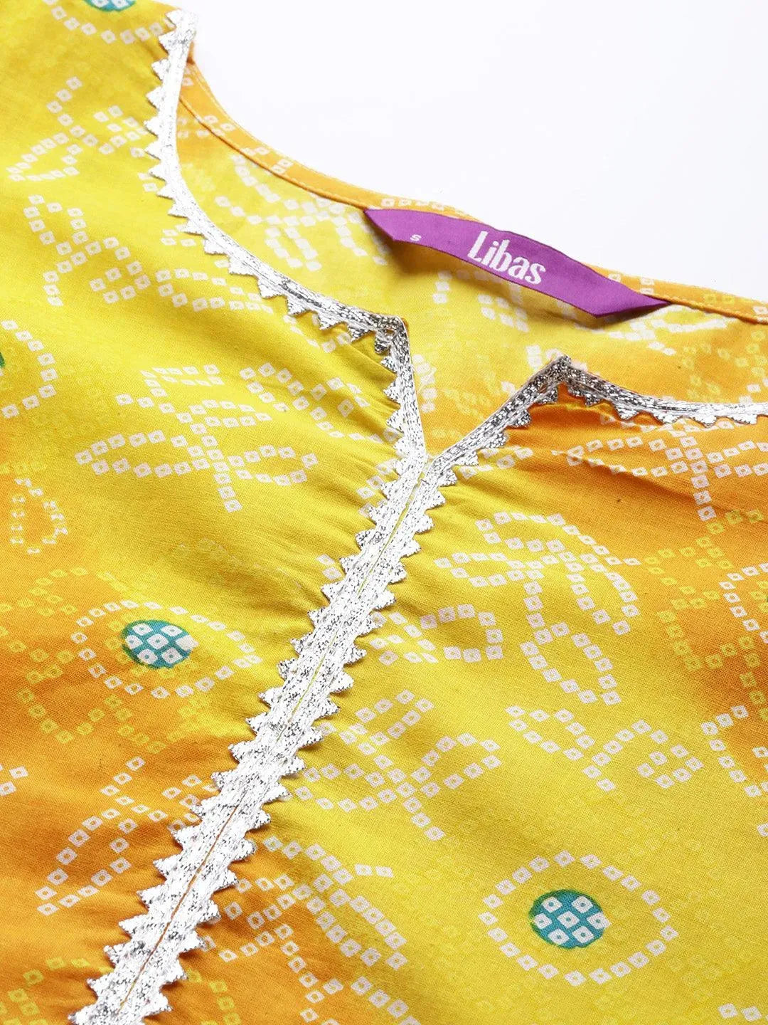 Yellow Printed Cotton Suit Set - Libas