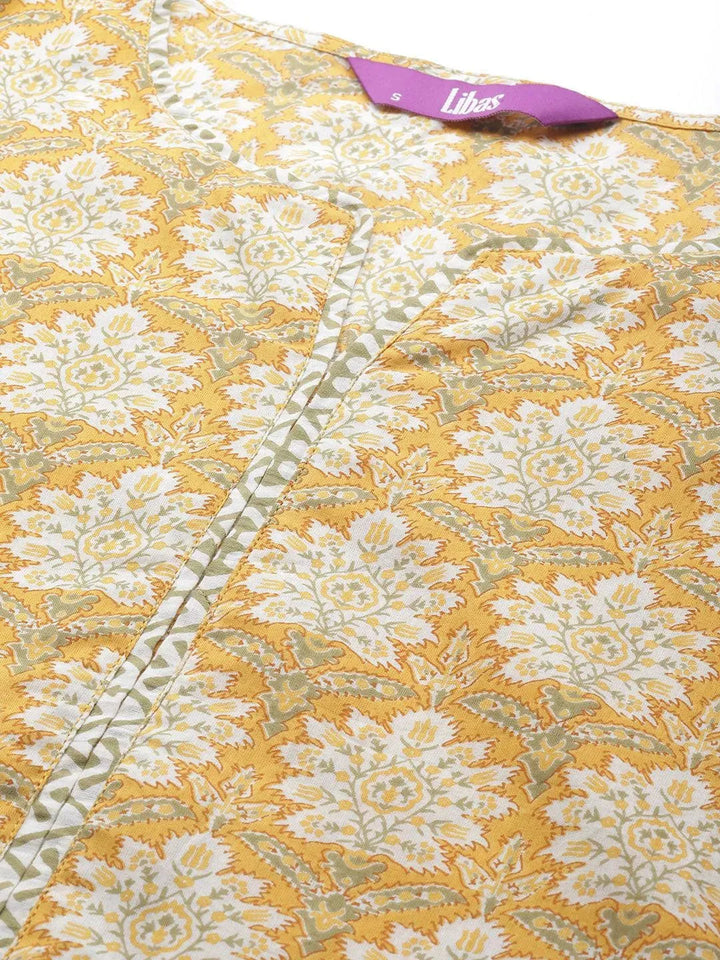 Yellow Printed Cotton Suit Set - Libas