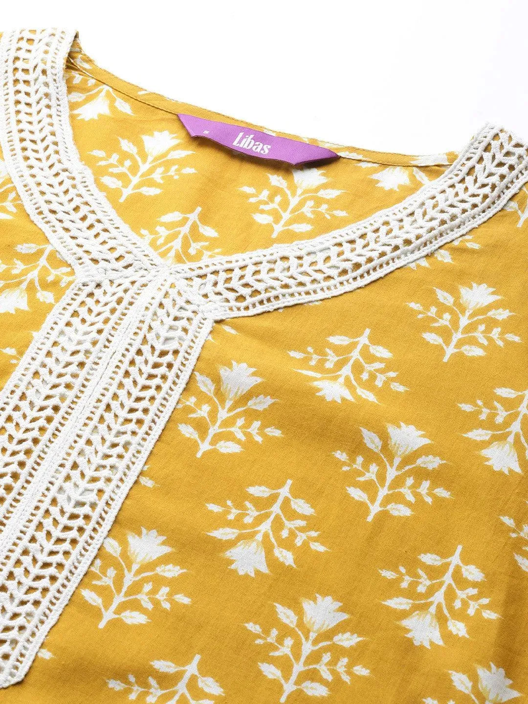 Yellow Printed Cotton Suit Set - Libas